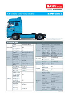SANY eTruck e263 Data sheet EN